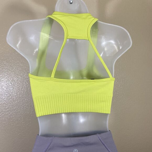 Bo+Tee Ribbed Waist Scoop Neck Sports Bra In Green XS - Picture 2 of 8